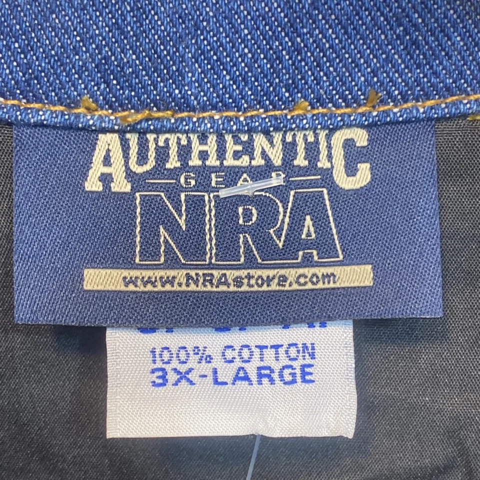 复古 NRA 牛仔夹克男式 3XL 蓝色重型牛仔衬里隐形携带美国。 S3 — 第 2/4 张图片