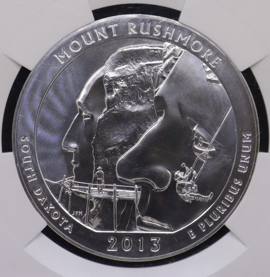 2013 5oz ATB Mount Rushmore Silver Quarter NGC MS69 - Image 2 of 4