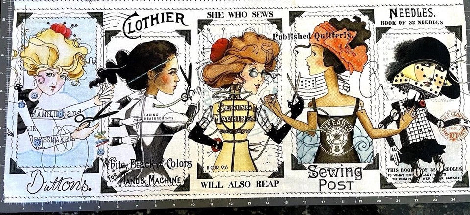 RILEYBLAKEDESIGNS She Who Sews Riley Blake Seamstresses 5 Blocks J Wecker Frisch Fabric -OOP