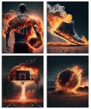 CNG DIGITAL Basketball Wall Art Prints – Set of 4 (8"x10", Unframed) Sports P...