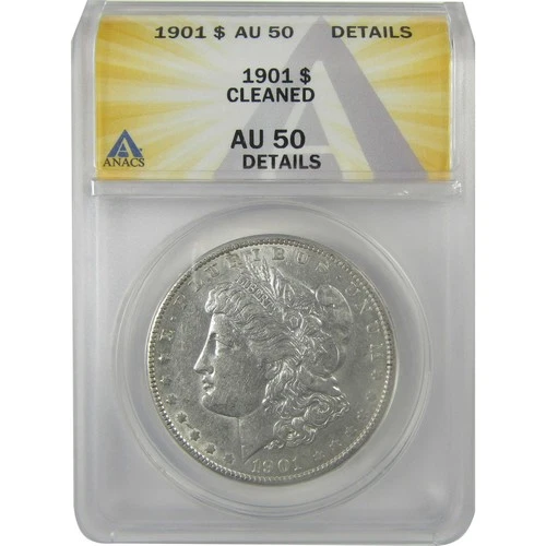 1901 Morgan Dollar AU 50 Details ANACS Silver $1 Coin SKU:I21265