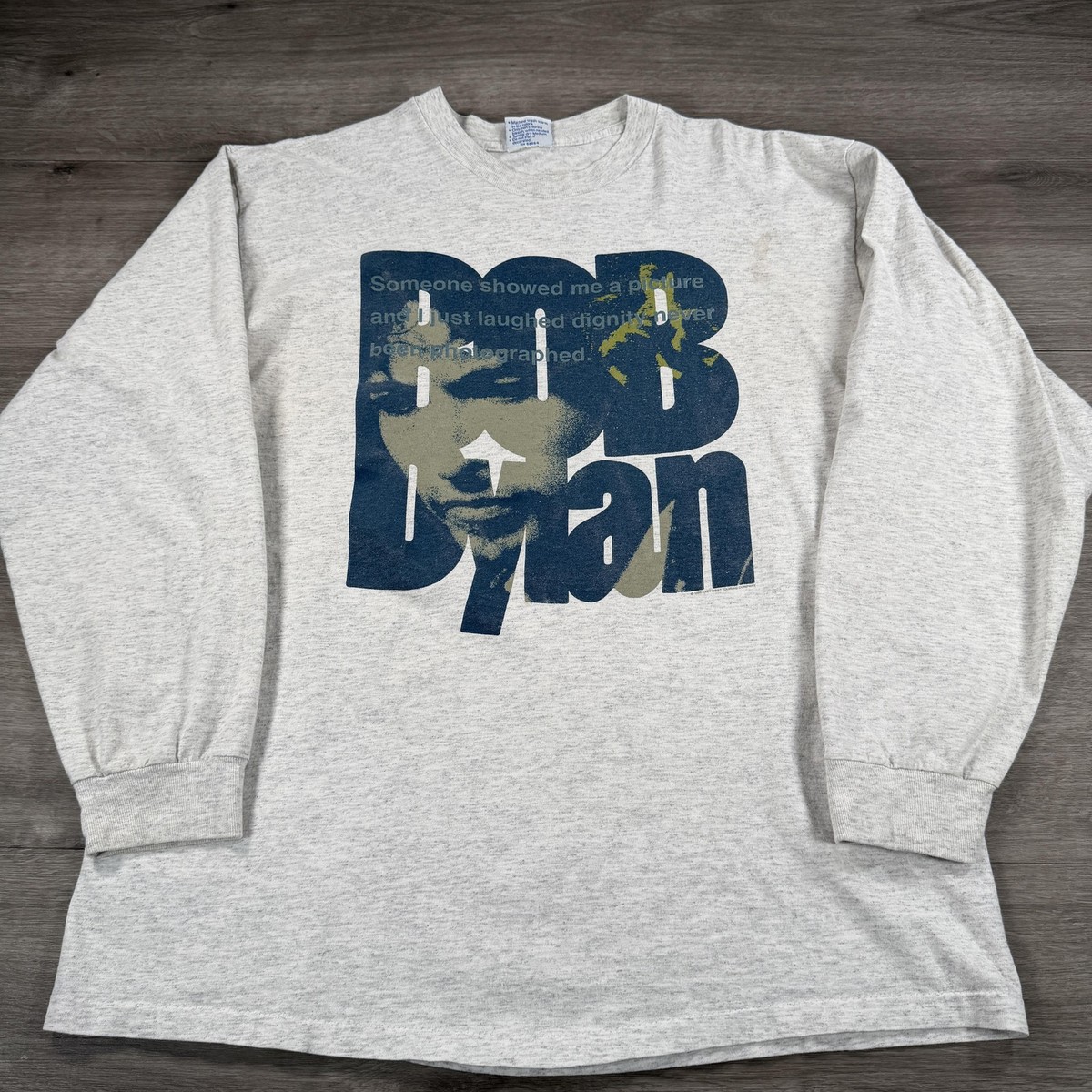 Vintage Bob Dylan Shirt Mens XL Gray 1995 Tour Long Sleeve Made 