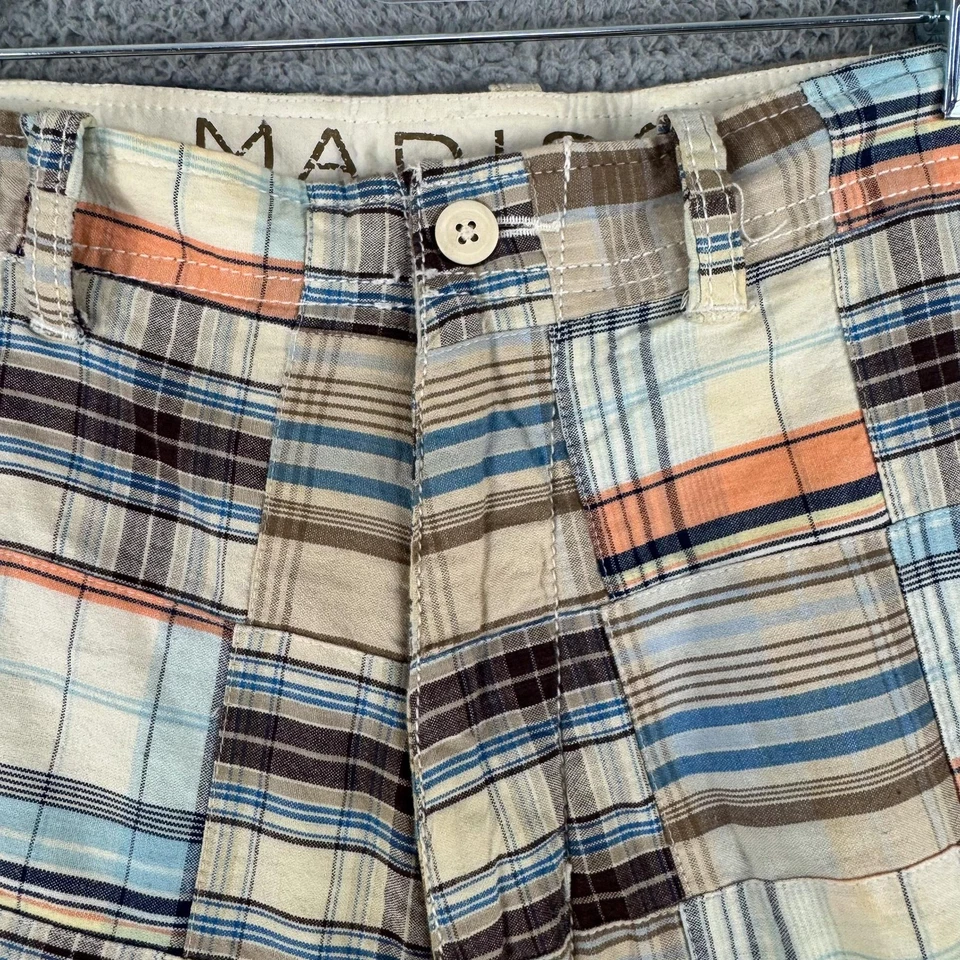 Madison Shorts Mens 38 Patchwork Plaid Multicolor Cotton Summer Preppy 40x10 - Image 3 of 4