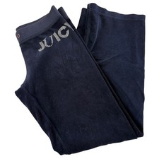 Vintage Juicy Couture Velour Track Pants Y2K Rhinestone Logo Size P