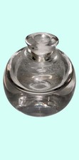 Clear Glass heavy Round Inkwell Bottle Small Vintage 2.25 Inch Height