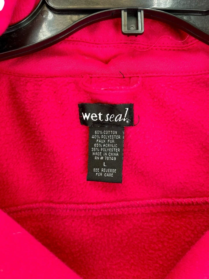 Chaqueta de piel sintética rosa grande vintage Wet Seal para mujer con botones Y2K Foto 4 de 4