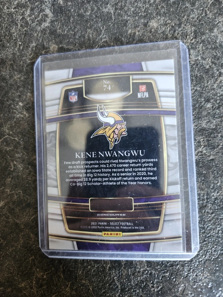 2021 Panini Select Rookie Concourse Kene Nwangwu Card# 74 - Image 2 of 2