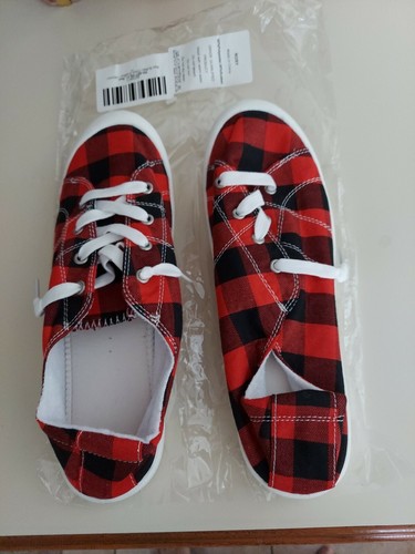 red buffalo check sneakers