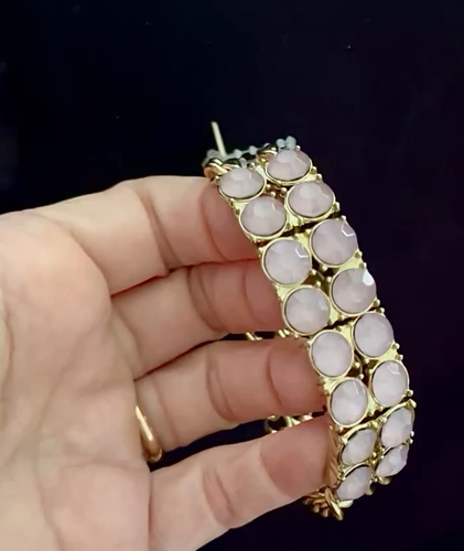 Bracciale catena estensibile perline acriliche opale rosa finto chiaro casual tutti i giorni - Video 1 di 1
