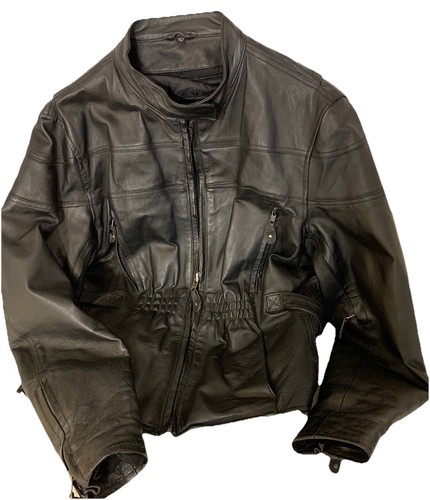 LEATHER GALLERY schwarzer Ledermantel/Jacke mit Reißverschluss Damen Größe XL - Bild 1 von 3