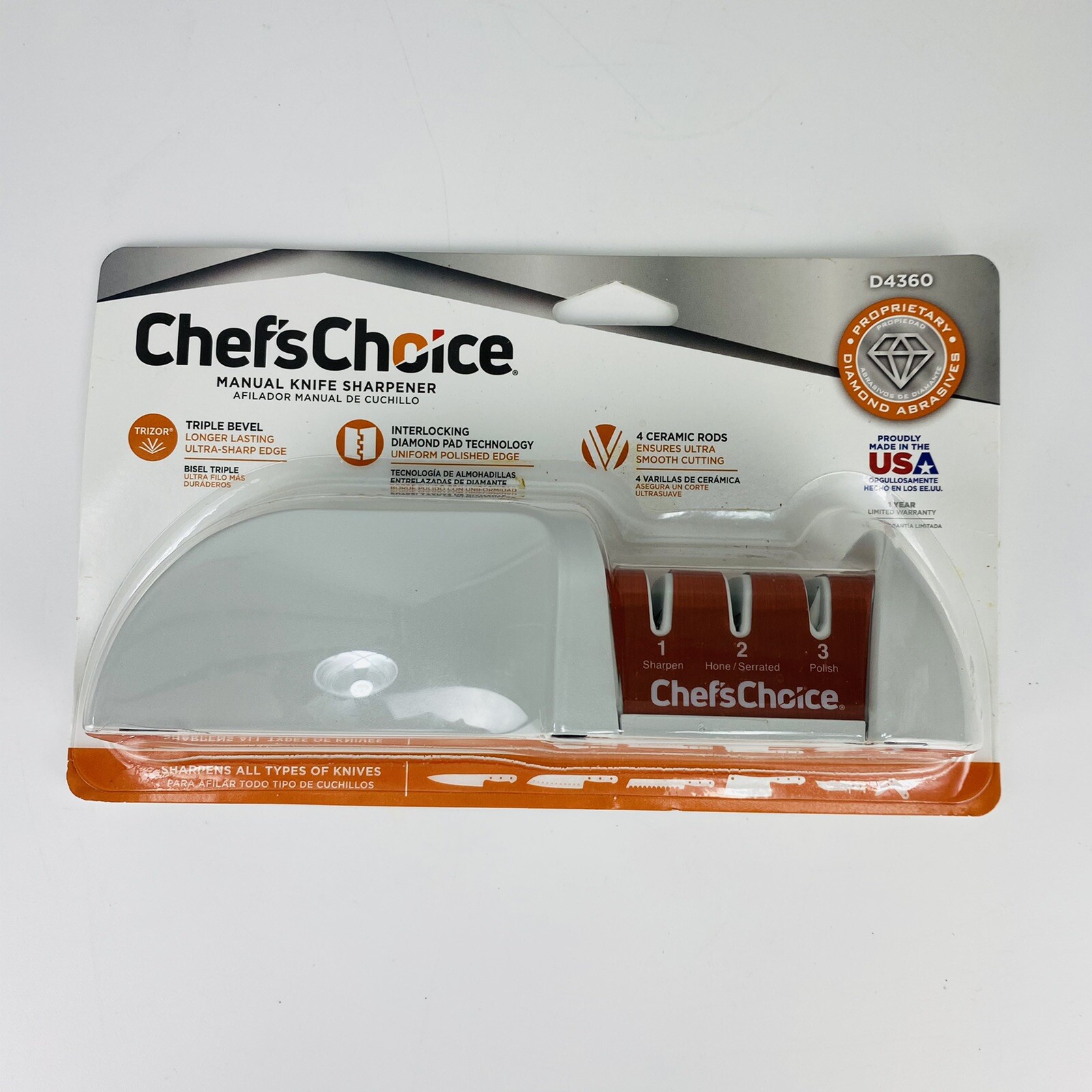 NEW Chef's Choice Manual Knife Sharpener D4360 Diamond Pad Made in USA