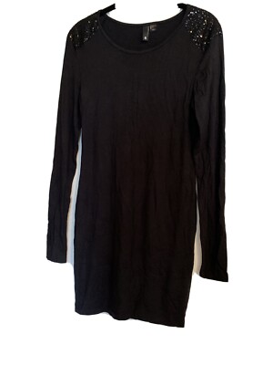 H&M DIVIDED BLACK SEQUIN SHOULDER DRESS SIZE 6