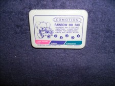 RAINBOW COMOTION INK STAMP PAD NONTOXIC PINK-PURPLE-TURQUOISE NEW IN SEALED PKG