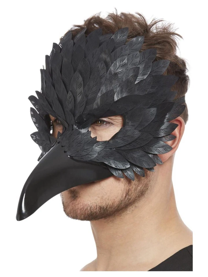 Rabe Maske Schwarz Krähe Lang Schnabel Rabe Säuberung Maske Falloween Kostüm - Bild 1 von 1