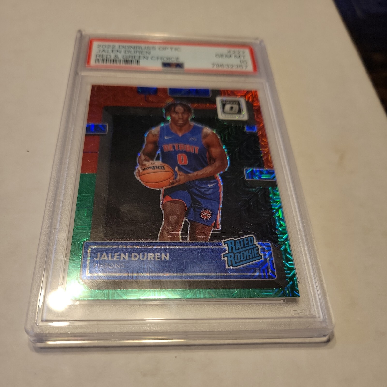 2022 Jalen Duren Red & Green Choice Rated Rookie PSA GEM MT 10