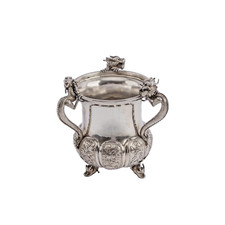 Antique Chinese Silver Loving Cup/Vase, Kylins & Dragons, Luen Hing, Shanghai