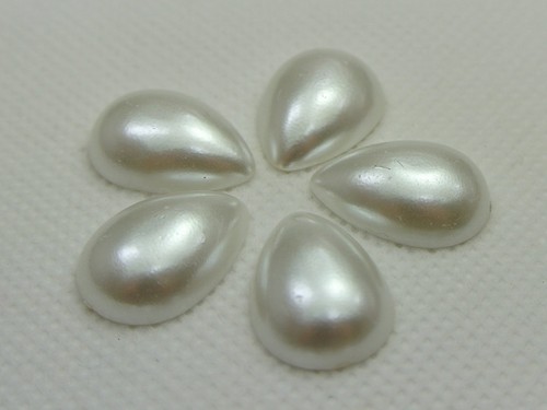 100 Pure white Tear Drop Half Pearl Bead 13X18mm FlatBack Cabochon Scrapbook - Picture 4 of 5