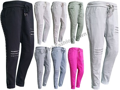 Italienische bequeme magische Glitzerhose Jogginghose mit Diamanten für Damen