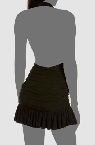Norma Kamali Women's Black Ruffled Halter Mio One-Piece Swimsuit Size L/40 - Picture 3 of 4
