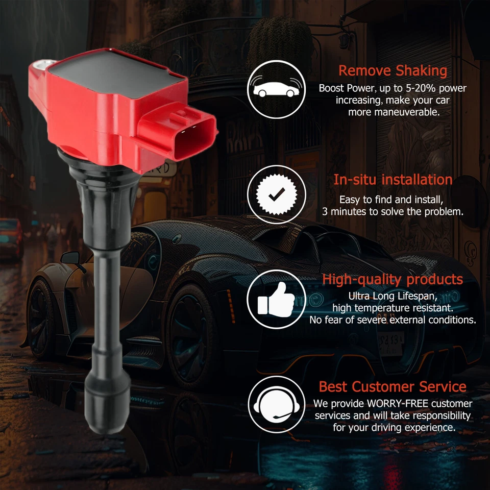 4 Upgrade Ignition Coil+Plug for Nissan Rogue Altima Frontier Sentra FX50UF509 - Image 3 of 4
