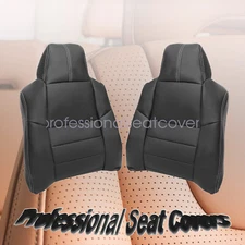 2PCS For Ford F250 F350 F450 F550 Super Duty Front Top Leather Seat Cover Black