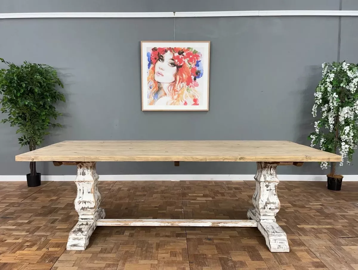 Dining table timber 2024 top white legs