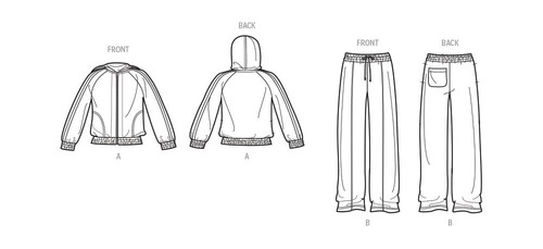 SEWING PATTERN Boys Girls Clothes - Sweatsuit Sweatpants Hoodie Jacket Hood 9865 - Picture 2 of 3