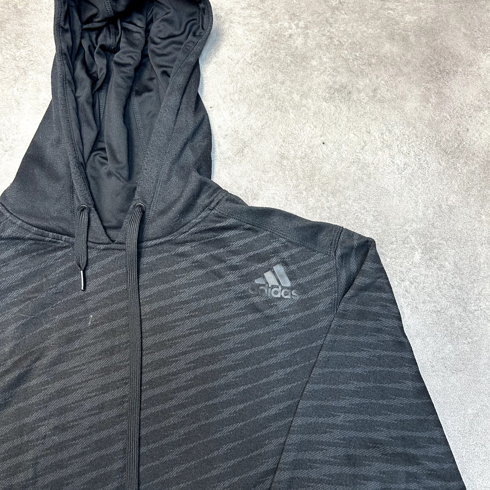Adidas Hoodie Mens Large Y2K Spellout Pullover Sports Sweatshirt, Black image 4