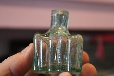 Antique, Teal, 2 Quill Rest, Ink Bottle, Item#A-5378