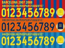 Juego de nombre y número para Barcelona La League 2007/2008 local/fuera/tercer fútbol