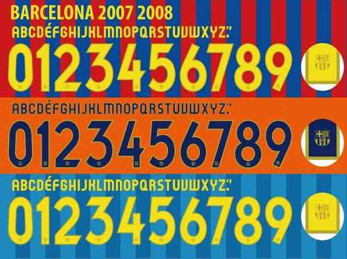 Name&Number Set For Barcelona La League 2007/2008 Home/Away/Third Football