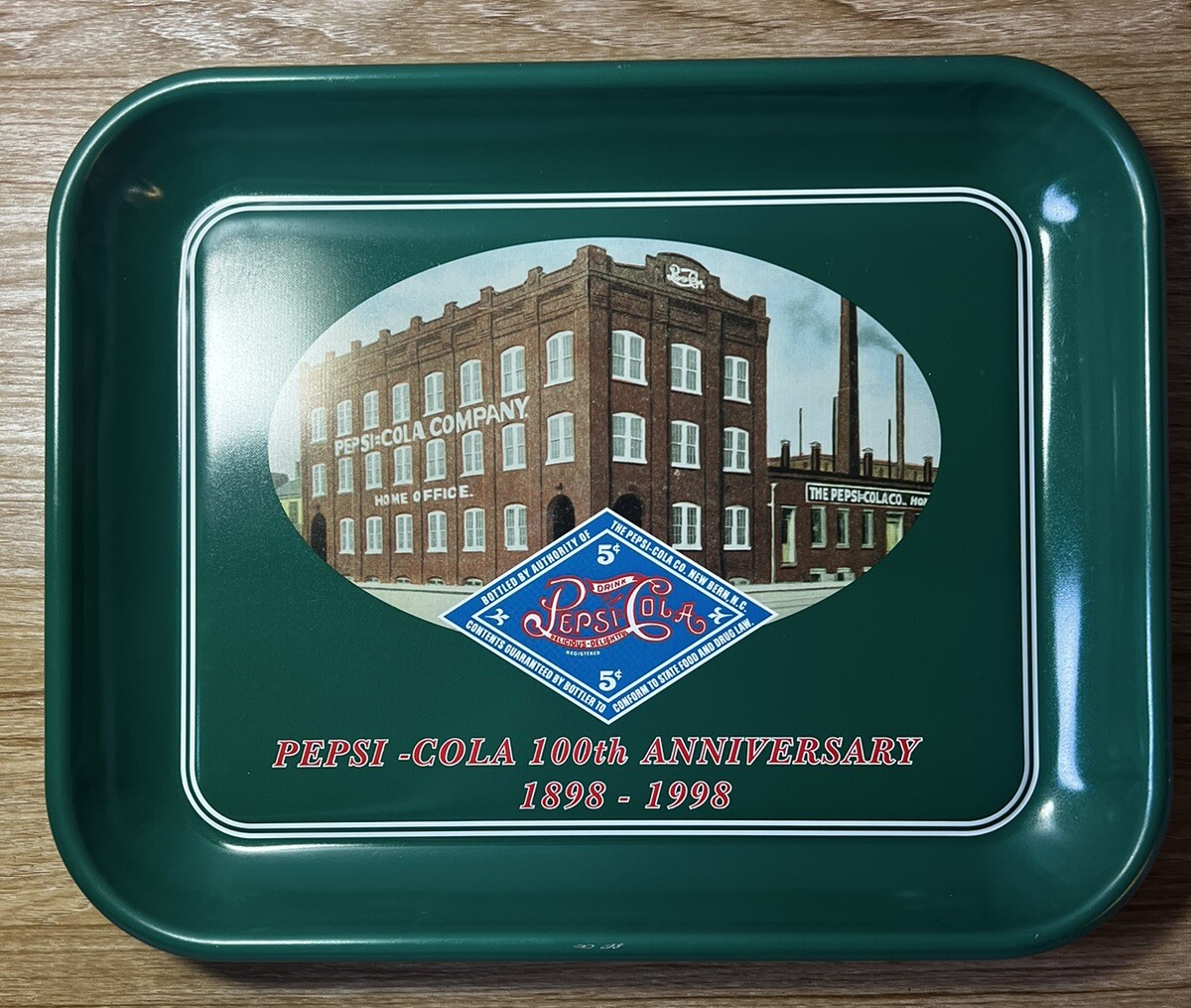 Pepsi Cola 100th Anniversary 1898-1998 Green 13’’ Metal Sign Decor