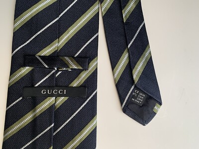 Mens Gucci Necktie Neck Tie 100% Pure Silk Made in Italy