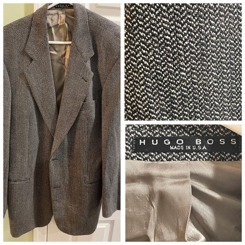 Vintage Hugo Boss Galilei Wool Herringbone Sport Coat Blazer, USA, Men’s 42L