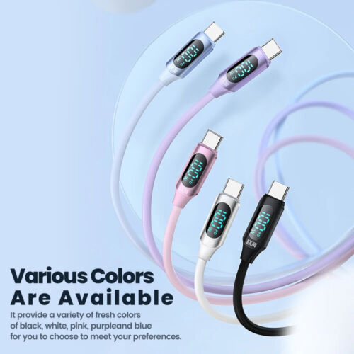 100W USB C to USB C Cable PD Fast Charging USB Type C Data Cord Digital Display - Picture 7 of 11