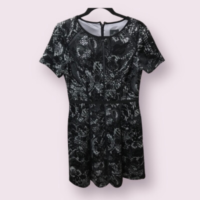 Adrianna Papell Womens Crew Neck Short Sleeve Embroidered Fit Flare Dress  Size 6 | eBay