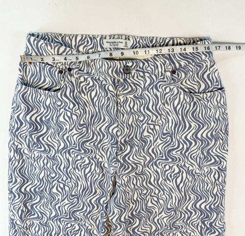 Pantalones de mezclilla rectos Abercrombie & Fitch 32/14R estampados tiro ultra alto años 90 ondas azules - Imagen 6 de 15