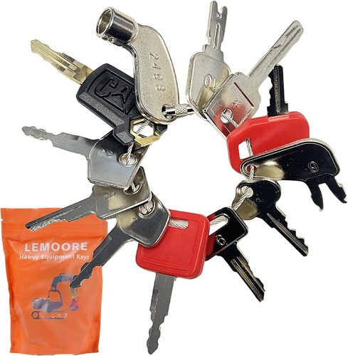 12 Heavy Equipment Construction Keys CAT Hyster Komatsu Takeuchi Lucas Ford Case
