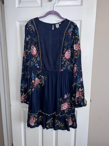 SEEN WORN KEPT Anthropologie Jamila Embroidered Tunic Dress Teal Long Sleeve M - Picture 5 of 21