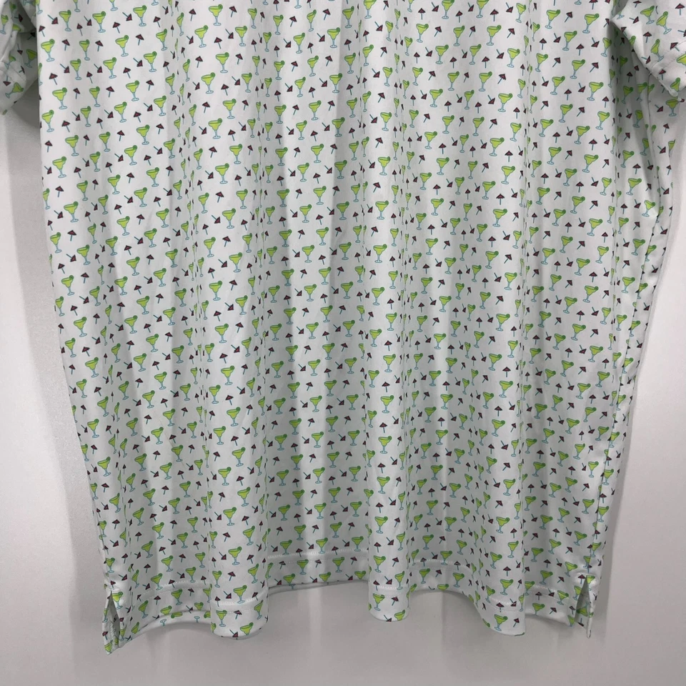BCG Polo Shirt Mens 3XL White Green Golf Moisture Wicking Martini Cocktail Print - Image 3 of 4