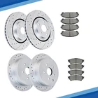 Front Rear Drilled Rotors + Brake Pads for Toyota Sienna Highlander RX350 RX450h