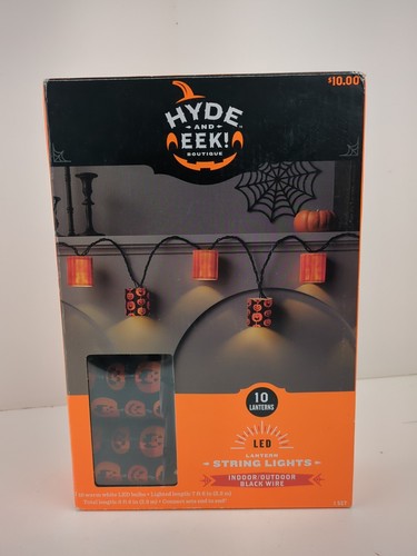 Halloween Pumpkin Jack-o'-lantern LED String Lights 10 count NEW Hyde Eek!