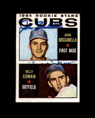 John Boccabella Billy Cowan Signed 1964 Topps Rookie Chicago Cubs