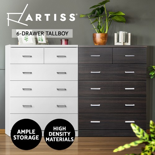 Artiss 6 Chest of Drawers - ANDES Walnut