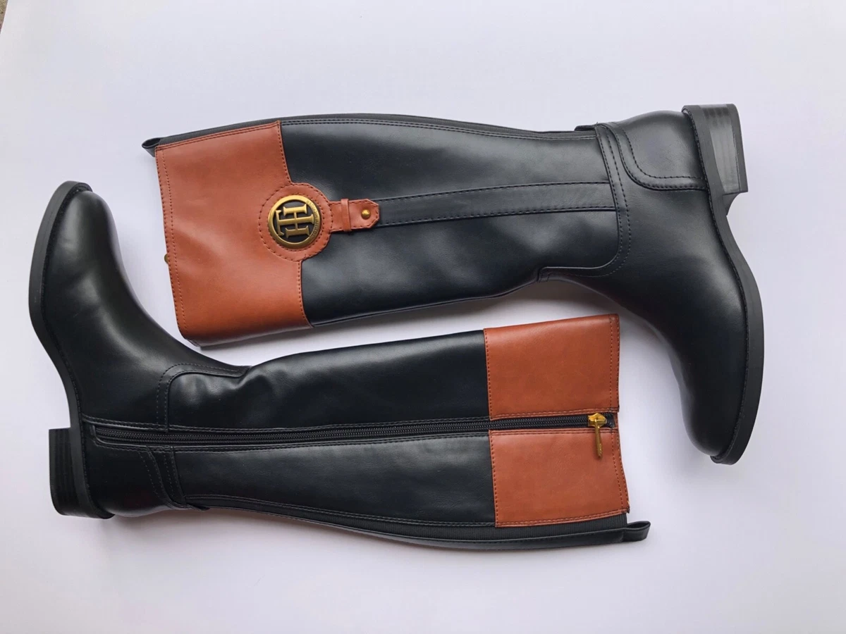 Tommy hilfiger riding boots black and brown top