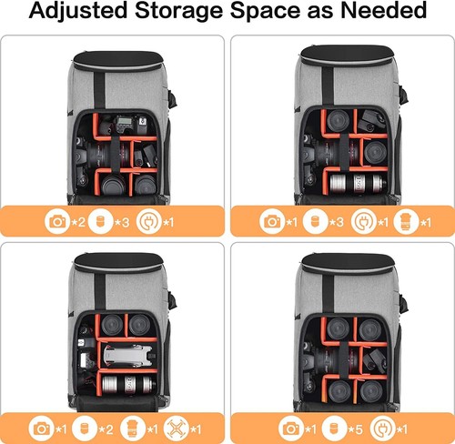 17.3 Inch Camera Backpack DSLR/SLR/Mirrorless Case Photography Bag Canon/Nikon - Imagen 20 de 20