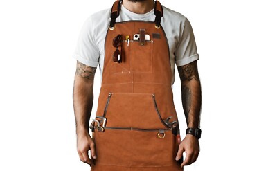 Heavy Duty Suede Leather Multi-Functional Work Apron for Men with Tool Pocket
