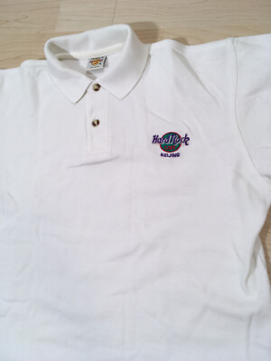 Hard Rock Cafe Herren Polo Hemd Shirt Weiß Beijing Gr M Peking Vintage Classic