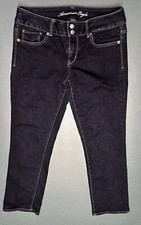 American Eagle Artist Stretch 2 Button Straight Dark Blue Jeans Size 10 Regular