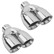2pcs 2.5" Inlet 3.5" Outlet 9.5" Long Stainless Steel Exhaust Tip Y-Pipe Weld-On